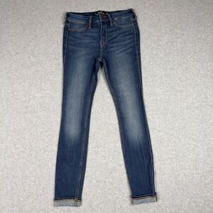 Hollister Mid-Rise Jean Legging Stretch Jegging Dark Wash Denim Blue 3S W26
